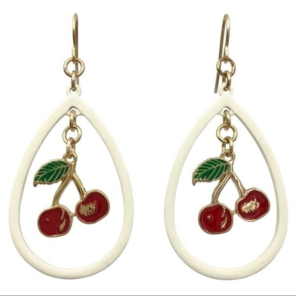 Cherry Fruit Teardrop Dangle Earrings